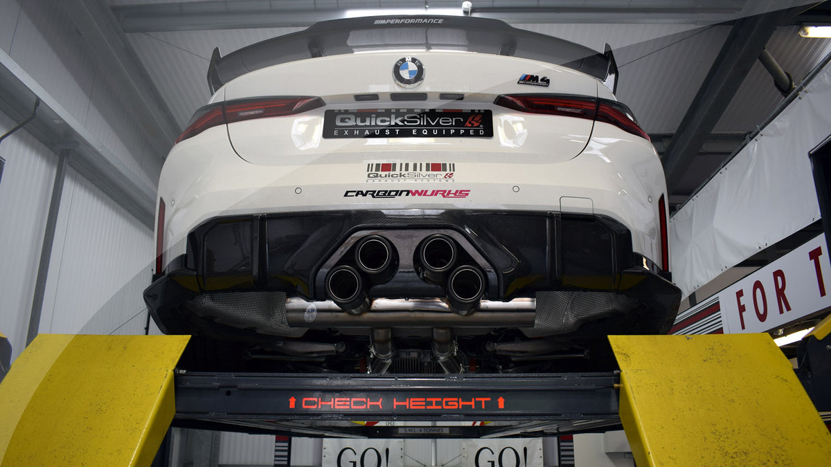 BMW M4 upgrade with full M-Performance (MPE) style sport exhaust and c ...
